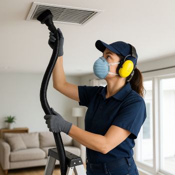 Professional air duct cleaning technician in Forsyth